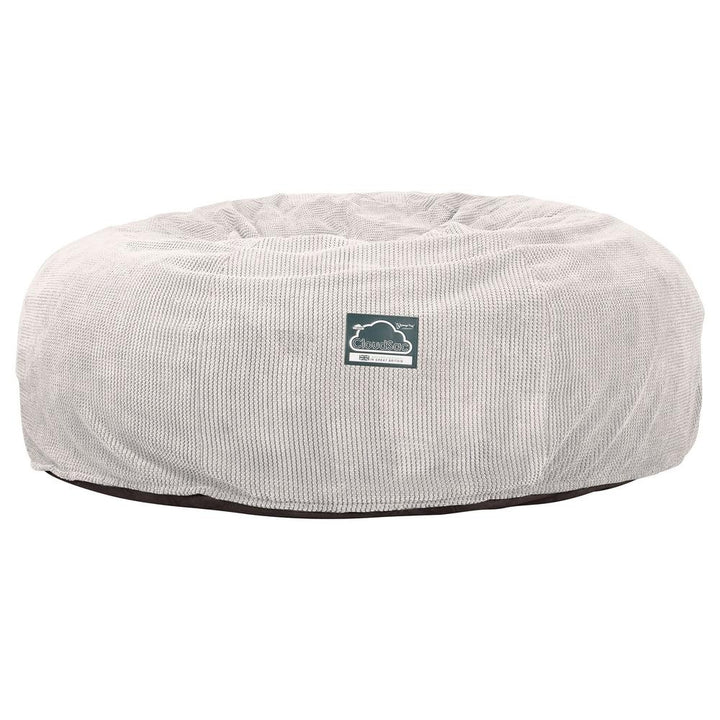 LOUNGE PUG, Dubbel Saccosäcksoffa XXL C3000-L, CloudSac Memoryskum, Pom-pom Elfenbensvit