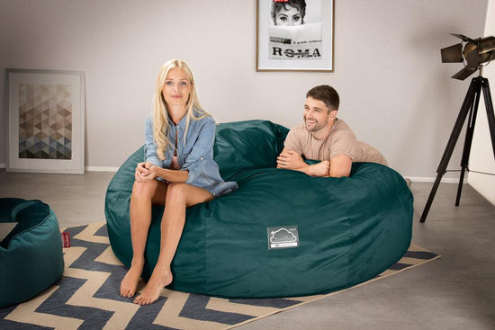 LOUNGE PUG, Dubbel Saccosäcksoffa XXL C3000-L, CloudSac Memoryskum, Sammet Teal