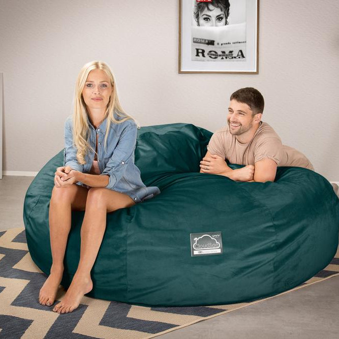 LOUNGE PUG, Dubbel Saccosäcksoffa XXL C3000-L, CloudSac Memoryskum, Sammet Teal