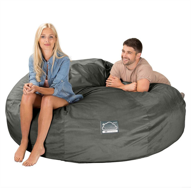 LOUNGE PUG, Dubbel Saccosäcksoffa XXL C3000-L, CloudSac Memoryskum, Sammet Grafitgrå