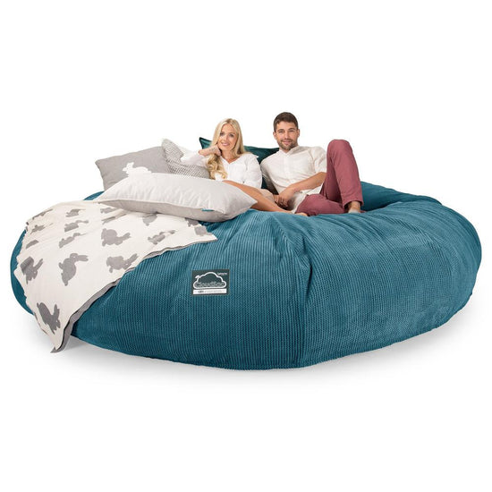 LOUNGE PUG, Titanic Saccosäcksoffa XXXXXL C5000-L, CloudSac Memoryskum, Pom-pom Turkos