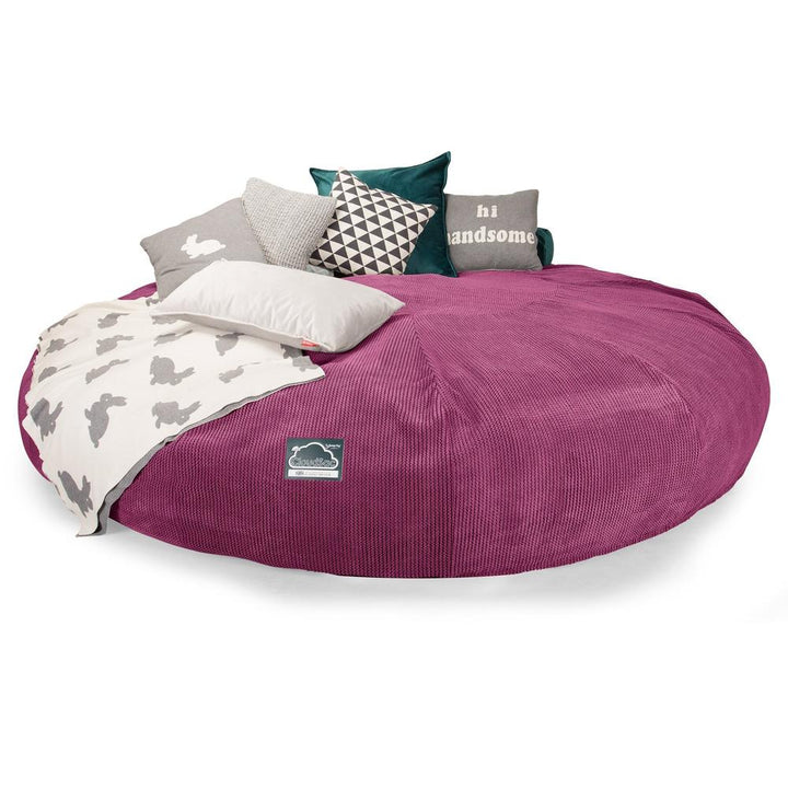LOUNGE PUG, Titanic Saccosäcksoffa XXXXXL C5000-L, CloudSac Memoryskum, Pom-pom Rosa