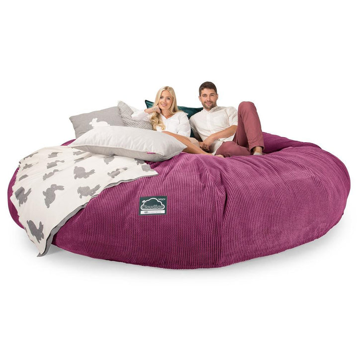 LOUNGE PUG, Titanic Saccosäcksoffa XXXXXL C5000-L, CloudSac Memoryskum, Pom-pom Rosa