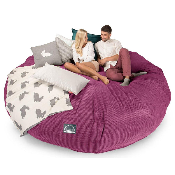 LOUNGE PUG, Titanic Saccosäcksoffa XXXXXL C5000-L, CloudSac Memoryskum, Pom-pom Rosa