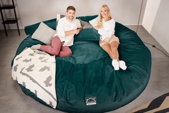 LOUNGE PUG, Titanic Saccosäcksoffa XXXXXL C5000-L, CloudSac Memoryskum, Sammet Teal