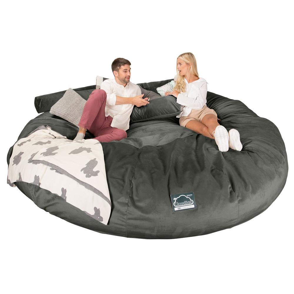 LOUNGE PUG, Titanic Saccosäcksoffa XXXXXL C5000-L, CloudSac Memoryskum, Sammet Grafitgrå