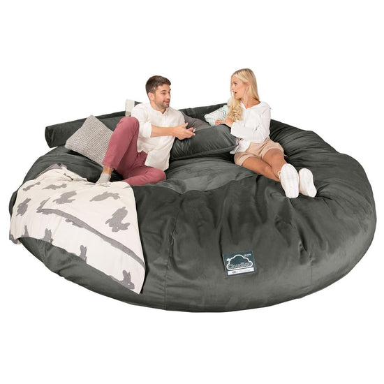 LOUNGE PUG, Titanic Saccosäcksoffa XXXXXL C5000-L, CloudSac Memoryskum, Sammet Grafitgrå