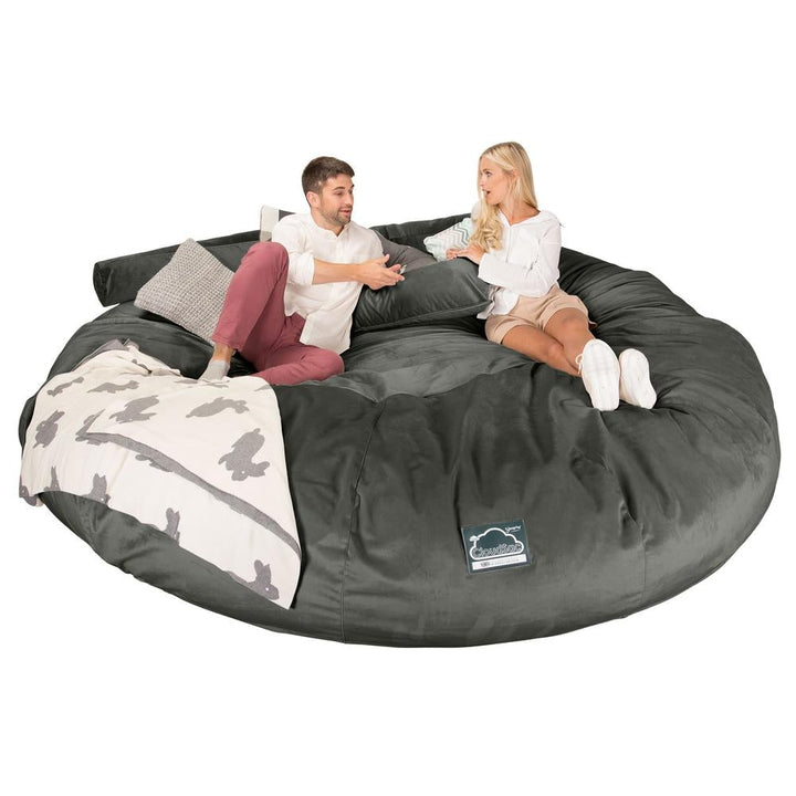 LOUNGE PUG, Titanic Saccosäcksoffa XXXXXL C5000-L, CloudSac Memoryskum, Sammet Grafitgrå