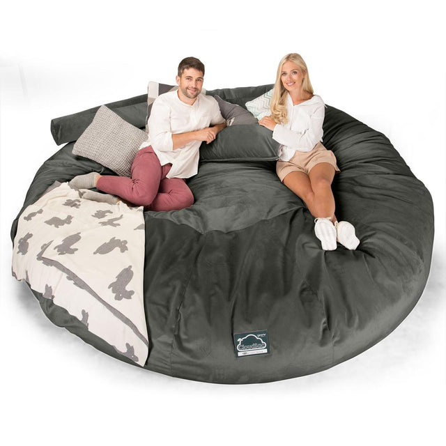 LOUNGE PUG, Titanic Saccosäcksoffa XXXXXL C5000-L, CloudSac Memoryskum, Sammet Grafitgrå