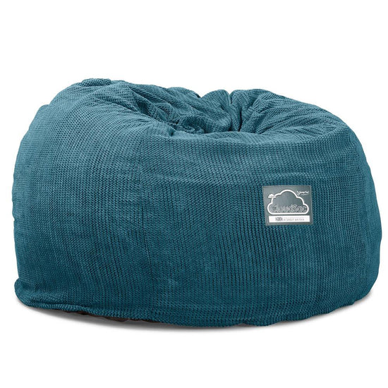 LOUNGE PUG, Jättesaccosäck C510-L, CloudSac Memoryskum (NY DESIGN), Pom-pom Turkos