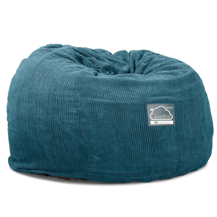LOUNGE PUG, Jättesaccosäck C510-L, CloudSac Memoryskum (NY DESIGN), Pom-pom Turkos