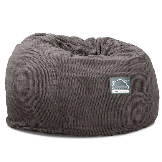 LOUNGE PUG, Jättesaccosäck C510-L, CloudSac Memoryskum (NY DESIGN), Pom-pom Mörkgrå