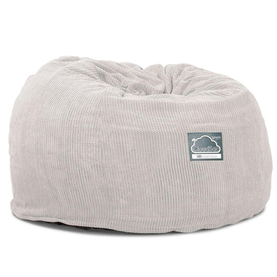 LOUNGE PUG, Jättesaccosäck C510-L, CloudSac Memoryskum (NY DESIGN), Pom-pom Elfenbensvit
