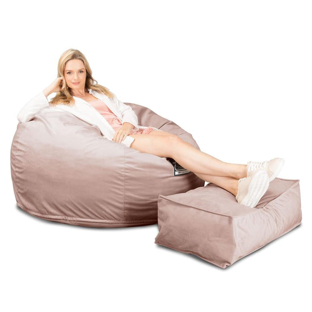 LOUNGE PUG, Jättesaccosäck C510-L, CloudSac Memoryskum (NY DESIGN), Sammet Rosa