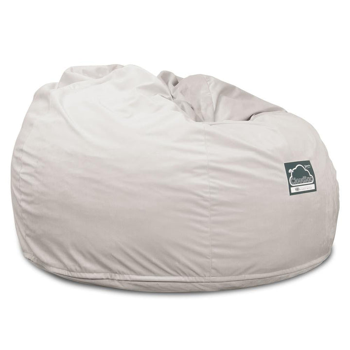 LOUNGE PUG, Jättesaccosäck C510-L, CloudSac Memoryskum (NY DESIGN), Sammet Silverfärgad