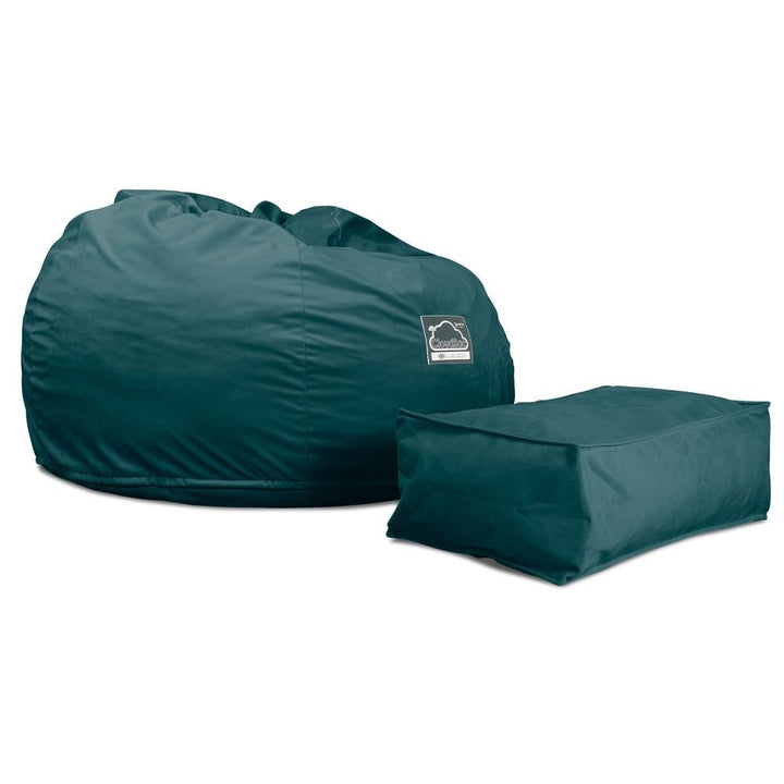 LOUNGE PUG, Jättesaccosäck C510-L, CloudSac Memoryskum (NY DESIGN), Sammet Teal