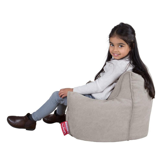 LOUNGE PUG®, Barnfåtölj Sittsäck, Stol, Stentvättad denim Grå