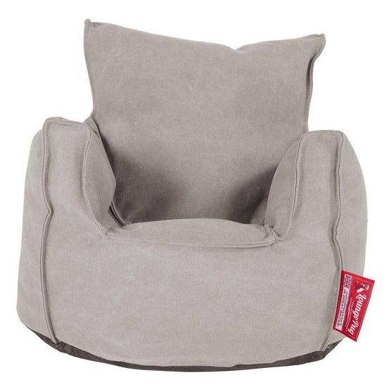 LOUNGE PUG®, Barnfåtölj Sittsäck, Stol, Stentvättad denim Grå