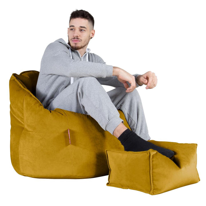 LOUNGE PUG®, Sittsäck Fåtölj 'Kram', Stol, Saccosäck, Sammet Guld