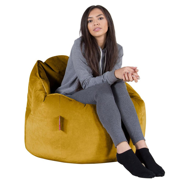 LOUNGE PUG®, Sittsäck Fåtölj 'Kram', Stol, Saccosäck, Sammet Guld