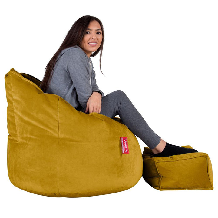 LOUNGE PUG®, Sittsäck Fåtölj 'Kram', Stol, Saccosäck, Sammet Guld