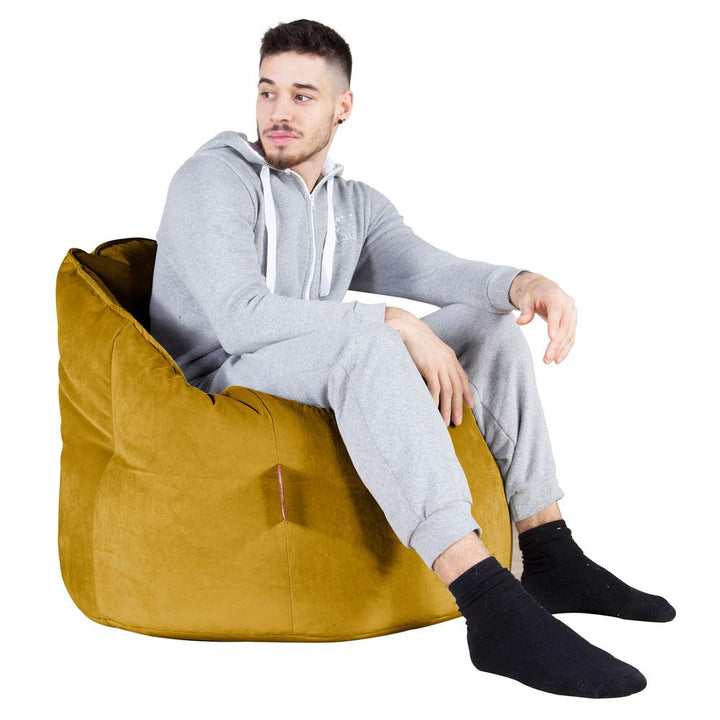 LOUNGE PUG®, Sittsäck Fåtölj 'Kram', Stol, Saccosäck, Sammet Guld