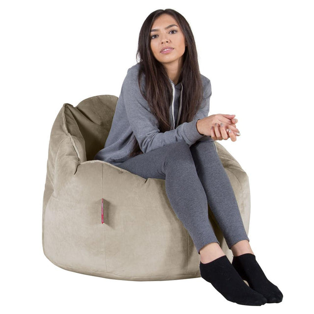 LOUNGE PUG®, Sittsäck Fåtölj 'Kram', Stol, Saccosäck, Sammet Minkbrun