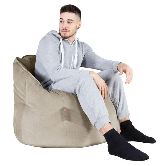 LOUNGE PUG®, Sittsäck Fåtölj 'Kram', Stol, Saccosäck, Sammet Minkbrun