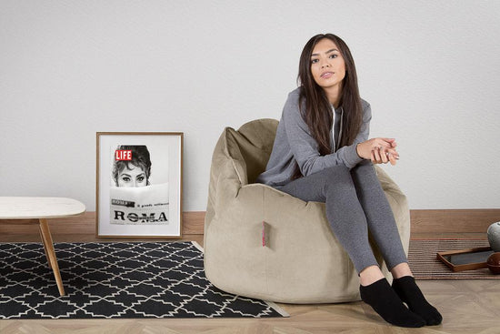 LOUNGE PUG®, Sittsäck Fåtölj 'Kram', Stol, Saccosäck, Sammet Minkbrun