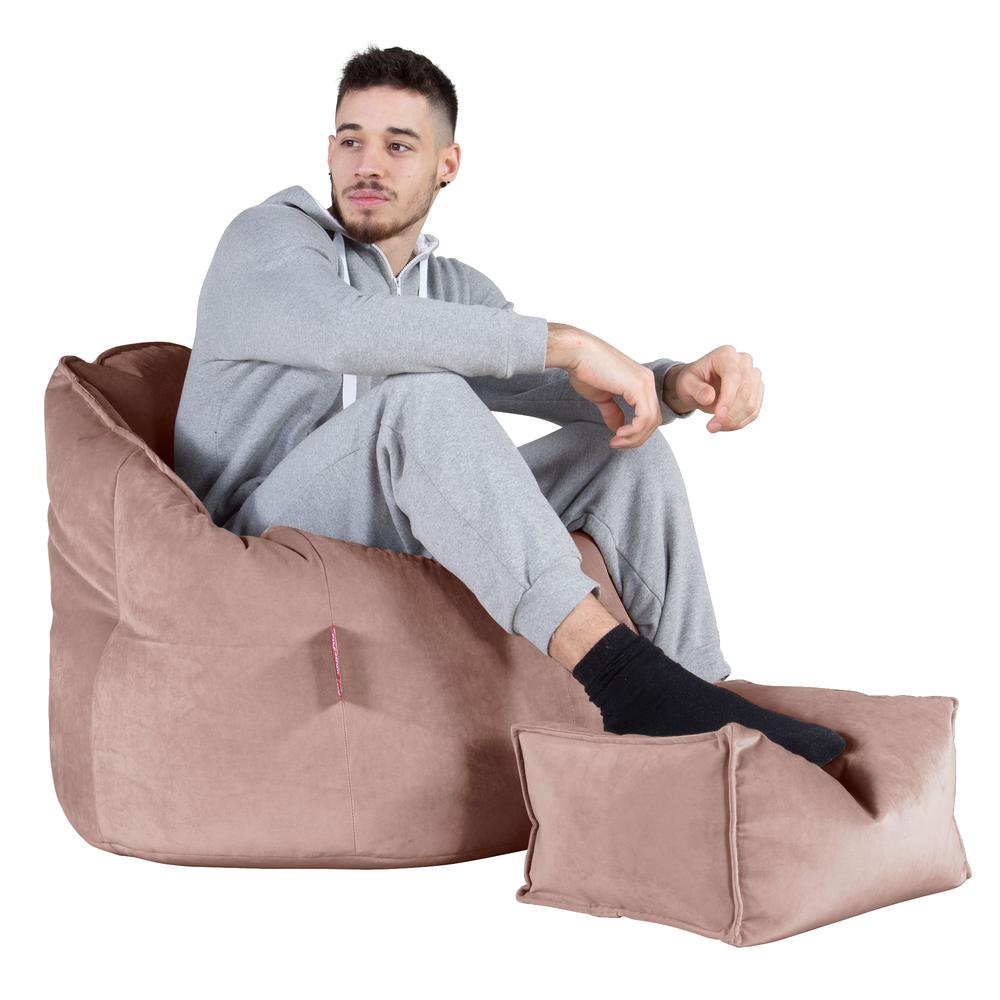 LOUNGE PUG®, Sittsäck Fåtölj 'Kram', Stol, Saccosäck, Sammet Rosa