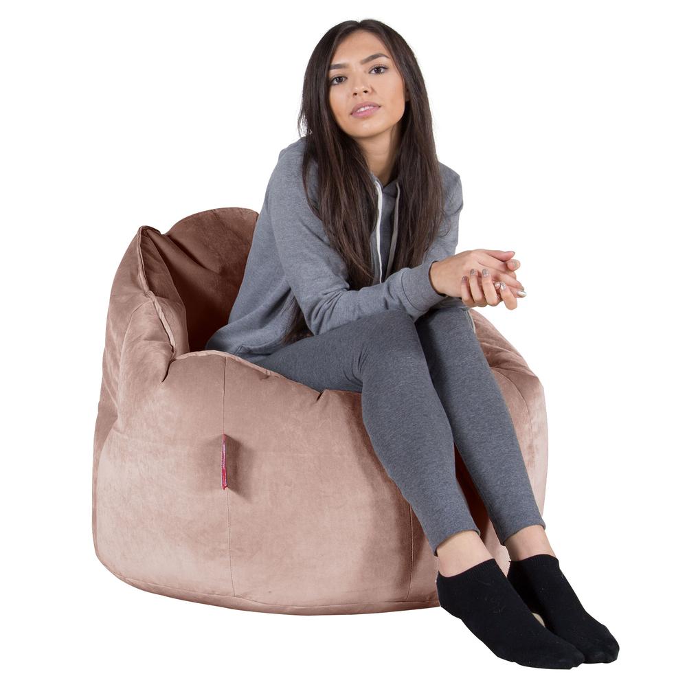 LOUNGE PUG®, Sittsäck Fåtölj 'Kram', Stol, Saccosäck, Sammet Rosa