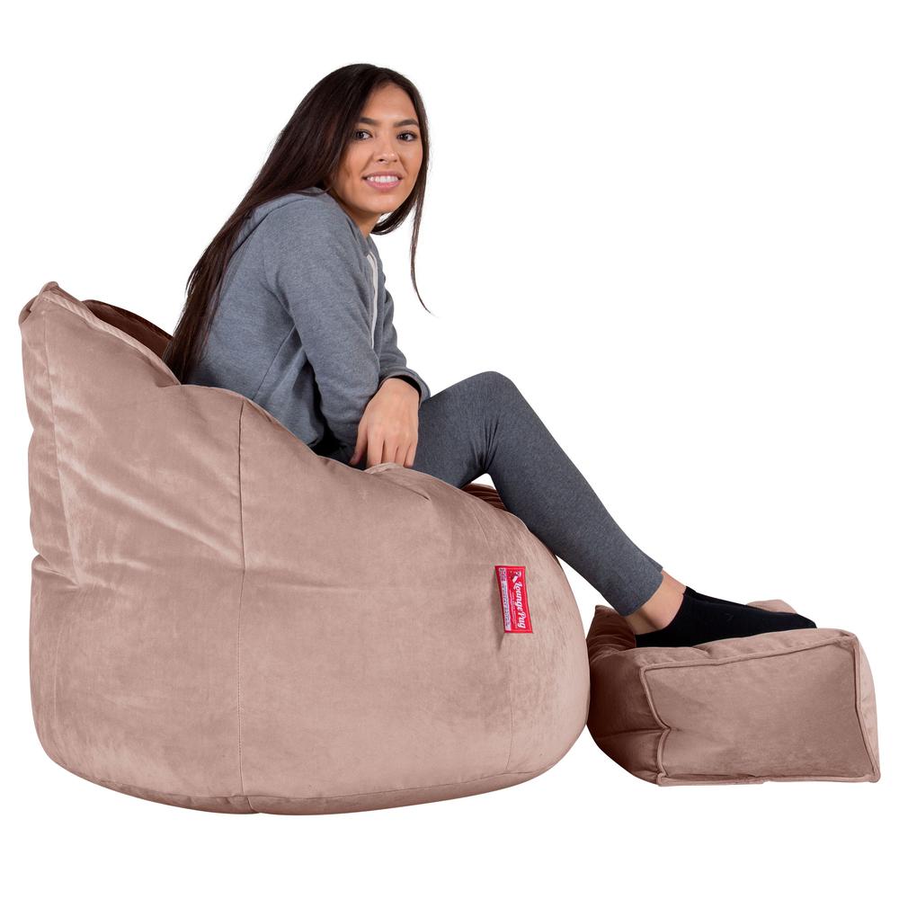 LOUNGE PUG®, Sittsäck Fåtölj 'Kram', Stol, Saccosäck, Sammet Rosa