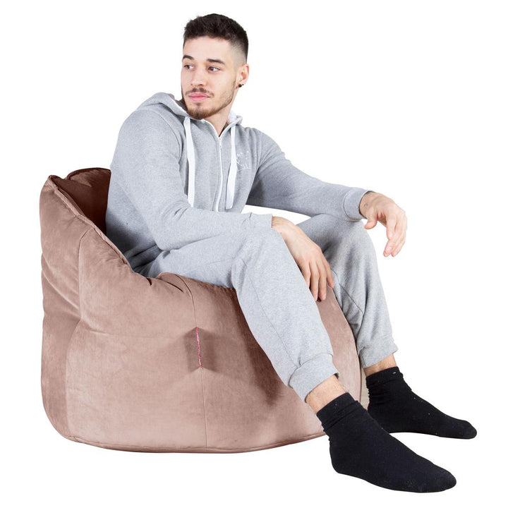 LOUNGE PUG®, Sittsäck Fåtölj 'Kram', Stol, Saccosäck, Sammet Rosa