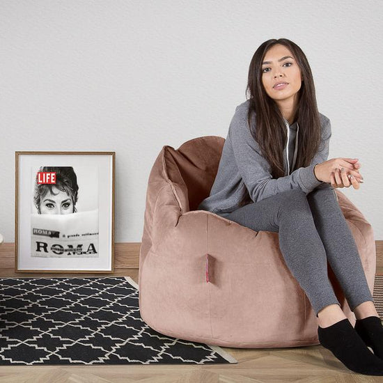 LOUNGE PUG®, Sittsäck Fåtölj 'Kram', Stol, Saccosäck, Sammet Rosa