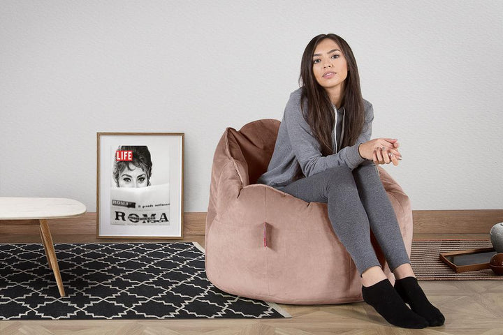LOUNGE PUG®, Sittsäck Fåtölj 'Kram', Stol, Saccosäck, Sammet Rosa