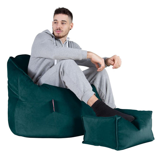 LOUNGE PUG®, Sittsäck Fåtölj 'Kram', Stol, Saccosäck, Sammet Teal