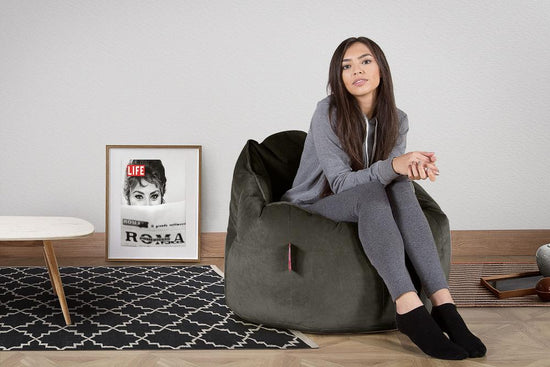 LOUNGE PUG®, Sittsäck Fåtölj 'Kram', Stol, Saccosäck, Sammet Grafitgrå