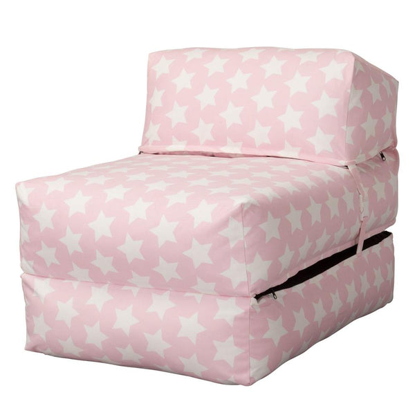 LOUNGE PUG, Avery – Futonstol Enkelsäng, Tryck Stjärnor Rosa