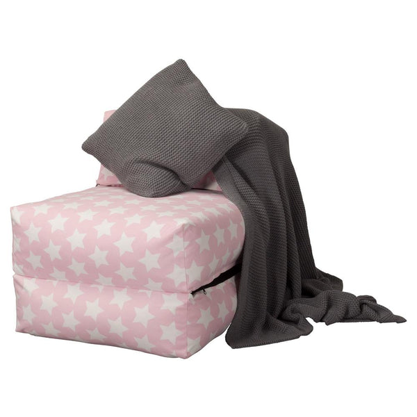 Avery Futonstol Enkelsäng - Tryck Stjärnor Rosa Fabric Close-up Image