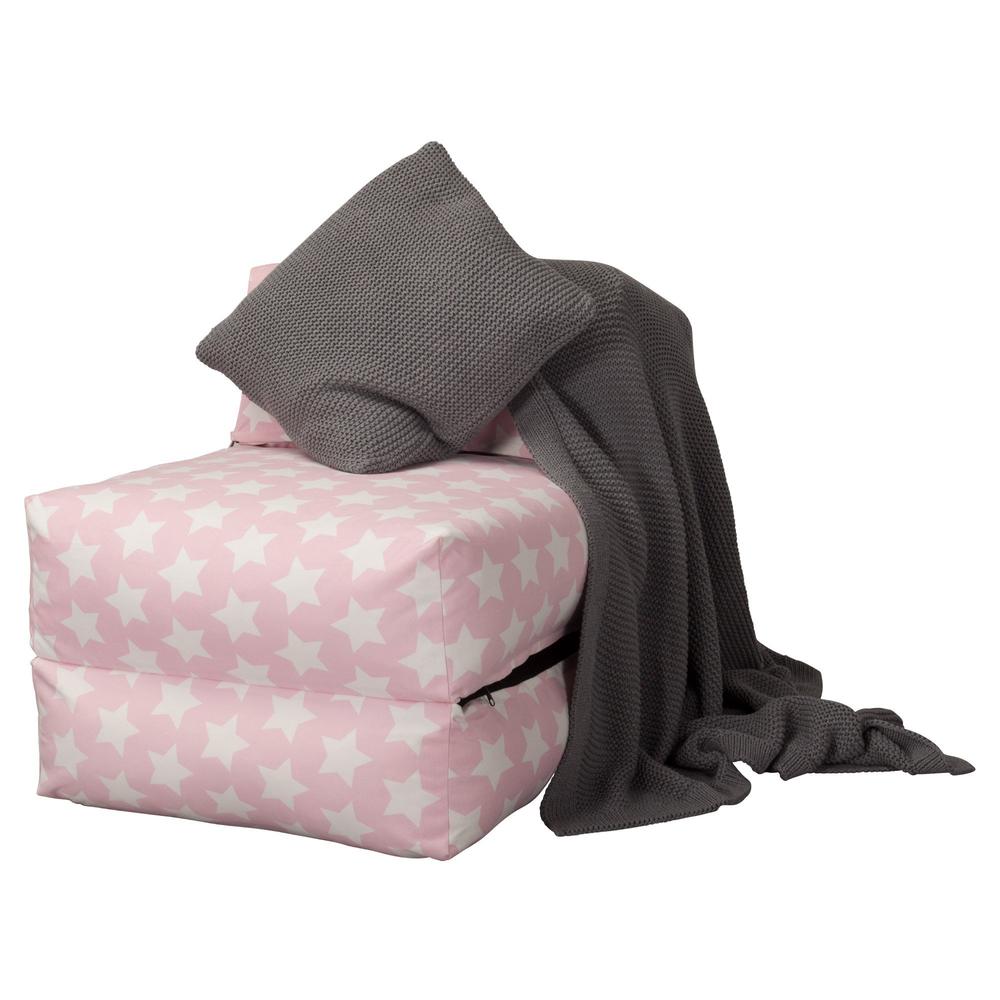 LOUNGE PUG, Avery – Futonstol Enkelsäng, Tryck Stjärnor Rosa