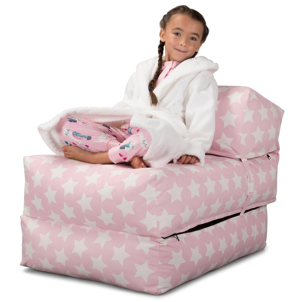 LOUNGE PUG, Avery – Futonstol Enkelsäng, Tryck Stjärnor Rosa