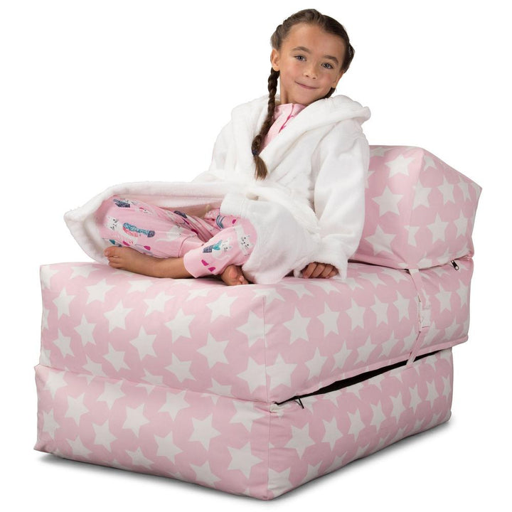 LOUNGE PUG, Avery – Futonstol Enkelsäng, Tryck Stjärnor Rosa