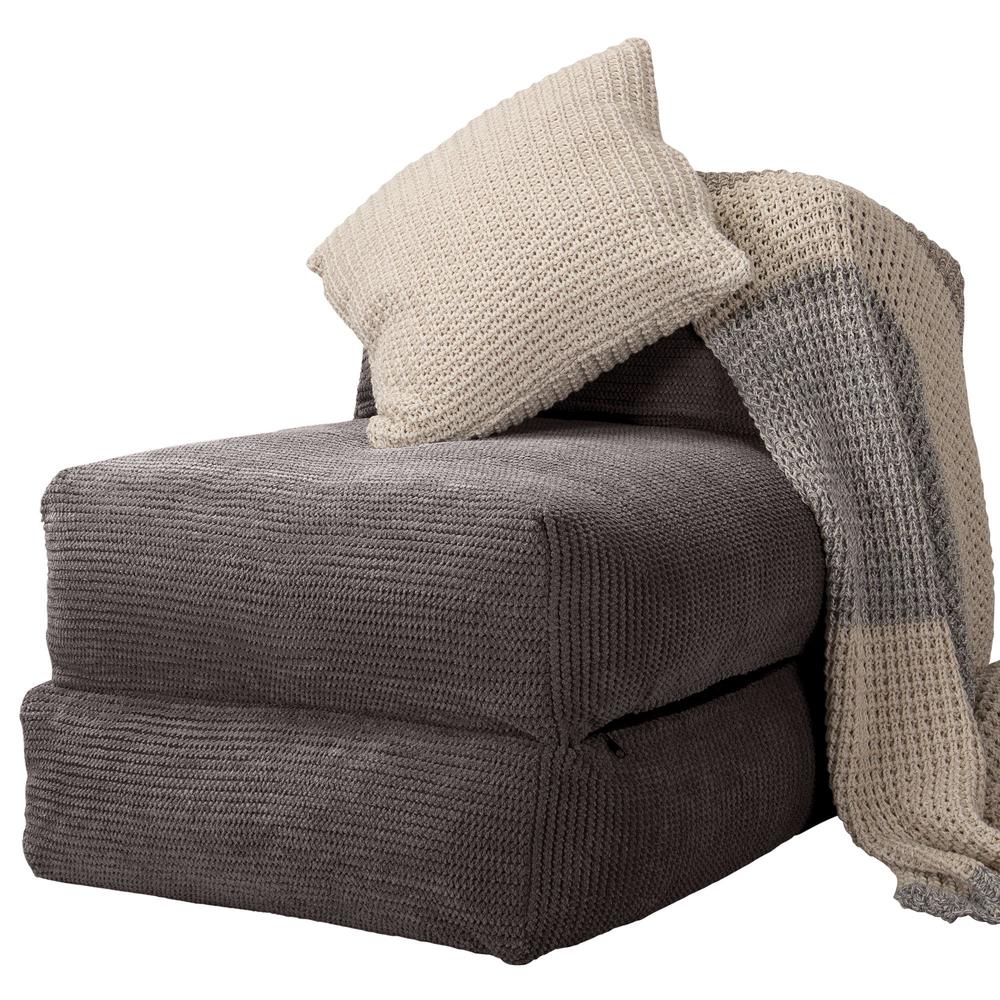 LOUNGE PUG, Avery – Futonstol Enkelsäng, Pom-pom Mörkgrå