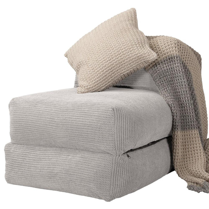 LOUNGE PUG, Avery – Futonstol Enkelsäng, Pom-pom Elfenbensvit