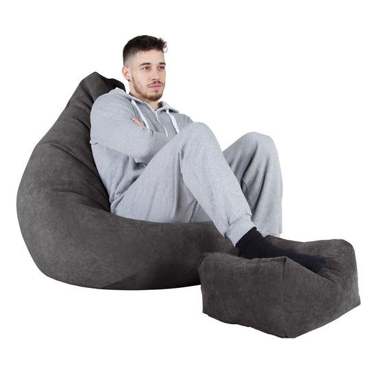 LOUNGE PUG®, Game Fåtölj Sittsäck, Sittsäck, Stol, Våfflat Grafitgrå