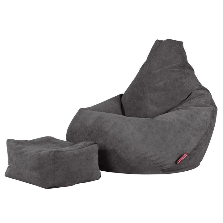 LOUNGE PUG®, Game Fåtölj Sittsäck, Sittsäck, Stol, Våfflat Grafitgrå