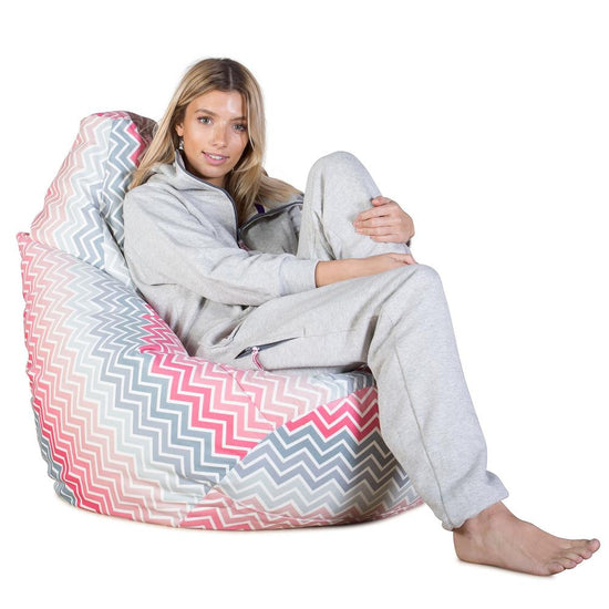 LOUNGE PUG®, Game Fåtölj Sittsäck, Sittsäck, Stol, Geometriskt tryck Chevron Rosa
