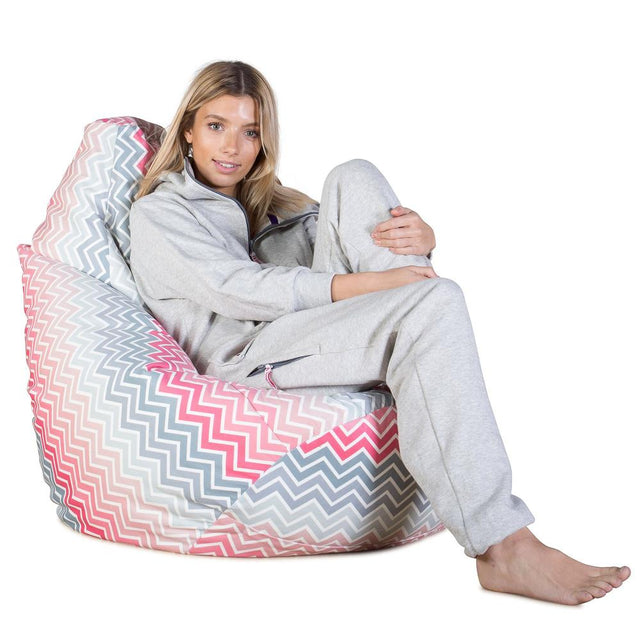 LOUNGE PUG®, Game Fåtölj Sittsäck, Sittsäck, Stol, Geometriskt tryck Chevron Rosa