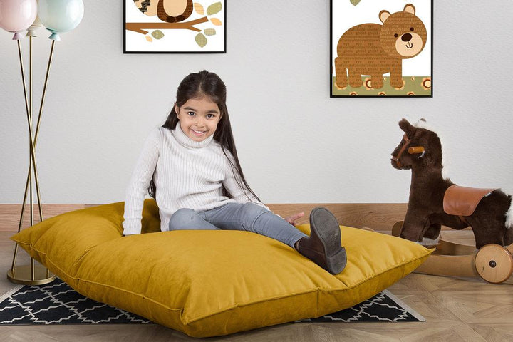 LOUNGE PUG®, Sittsäck Junior XL, Saccosäck Barn, Sammet Guld