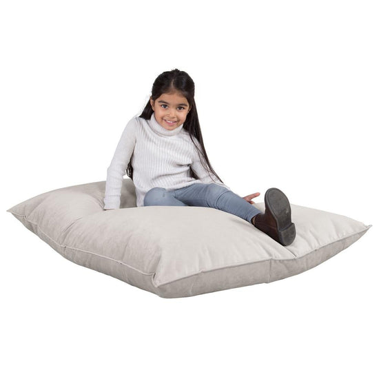 LOUNGE PUG®, Sittsäck Junior XL, Saccosäck Barn, Sammet Silverfärgad